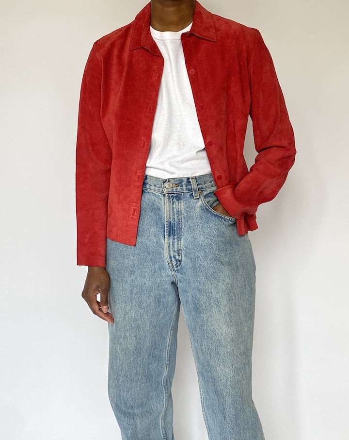 VINTAGE RED SUEDE LEATHER JACKET 4784