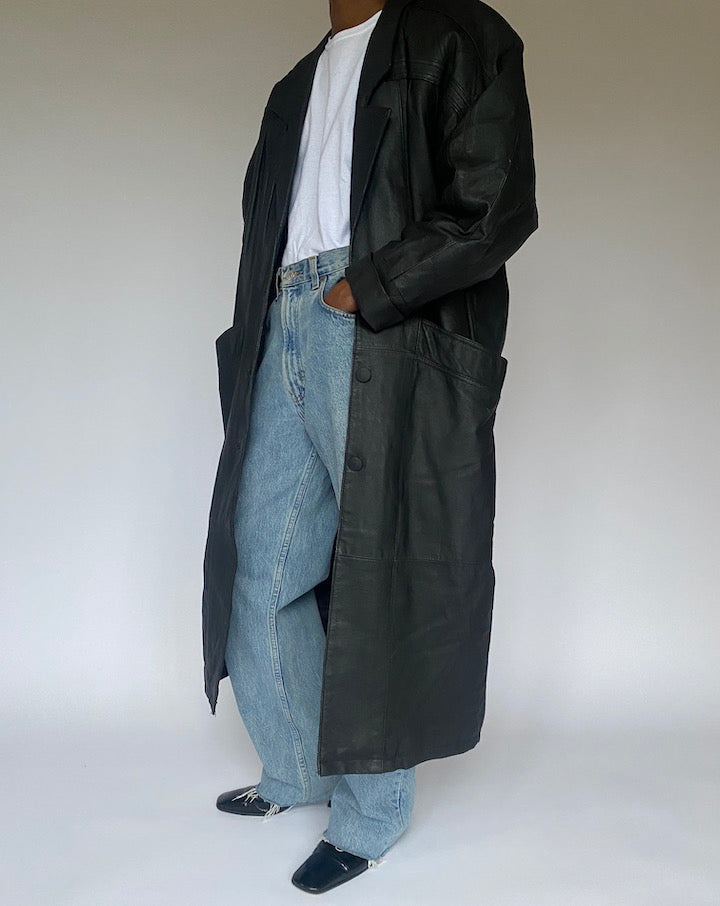VINTAGE BLACK OVERSIZED LONG COAT 4866