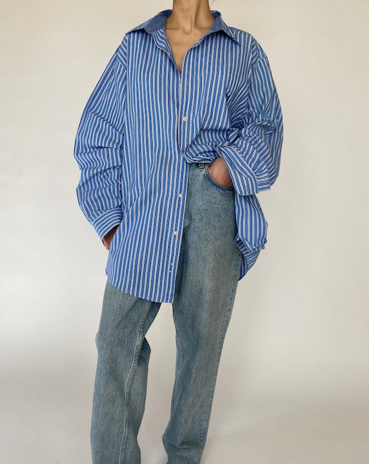VINTAGE OVERSIZED BLUE STRIPED SHIRT 4779