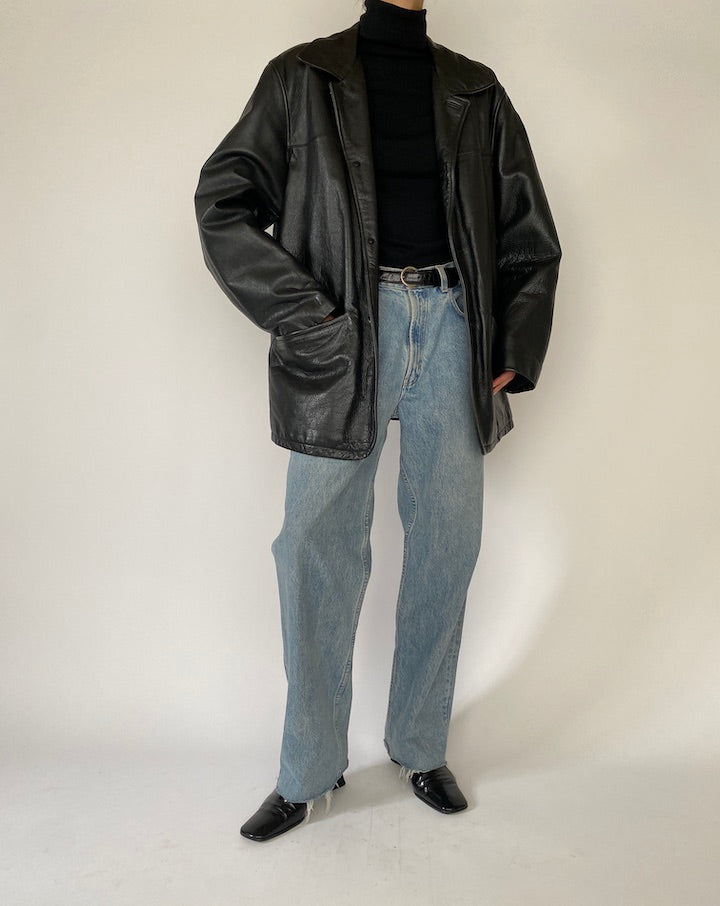 Vintage Black Leather Jacket 5213