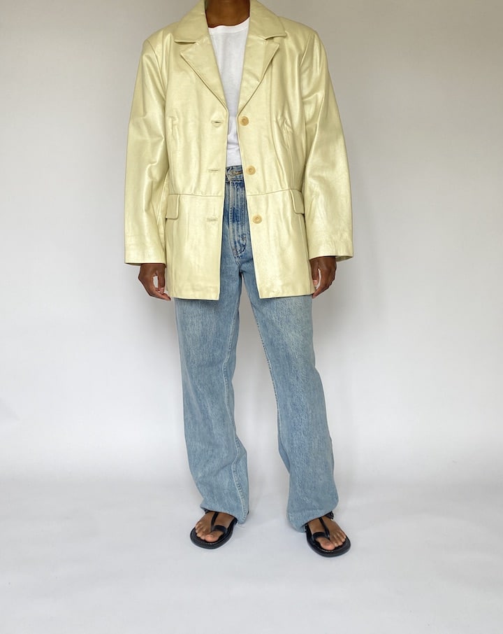 VINTAGE CREAM LEATHER JACKET 4369