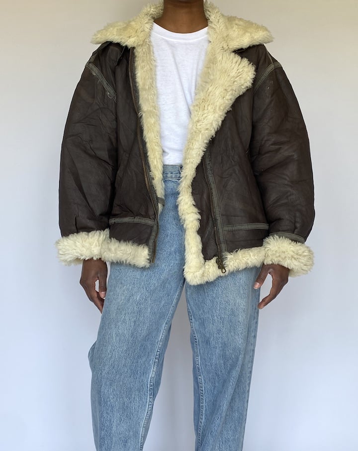 Vintage Brown Shearling Leather Jacket 4986