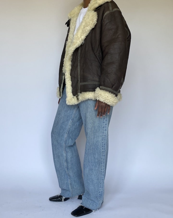 Vintage Brown Shearling Leather Jacket 4986