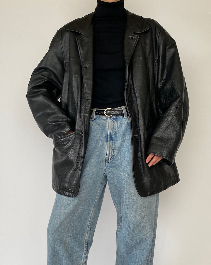 Vintage Black Leather Jacket 5213