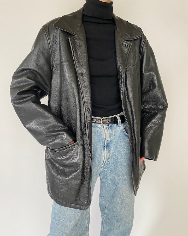 Vintage Black Leather Jacket 5213