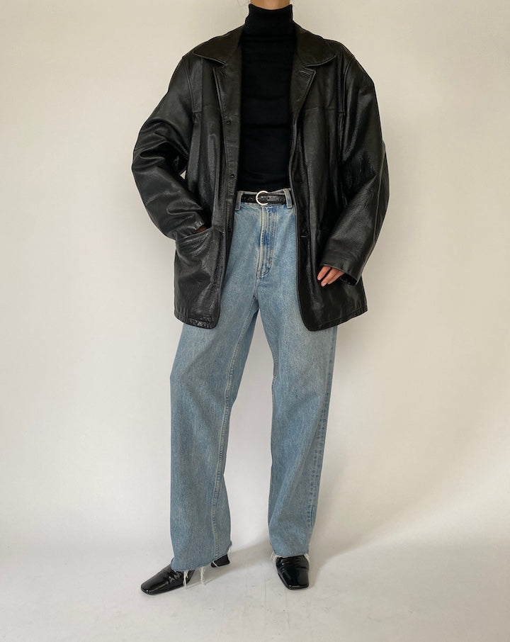 Vintage Black Leather Jacket 5213