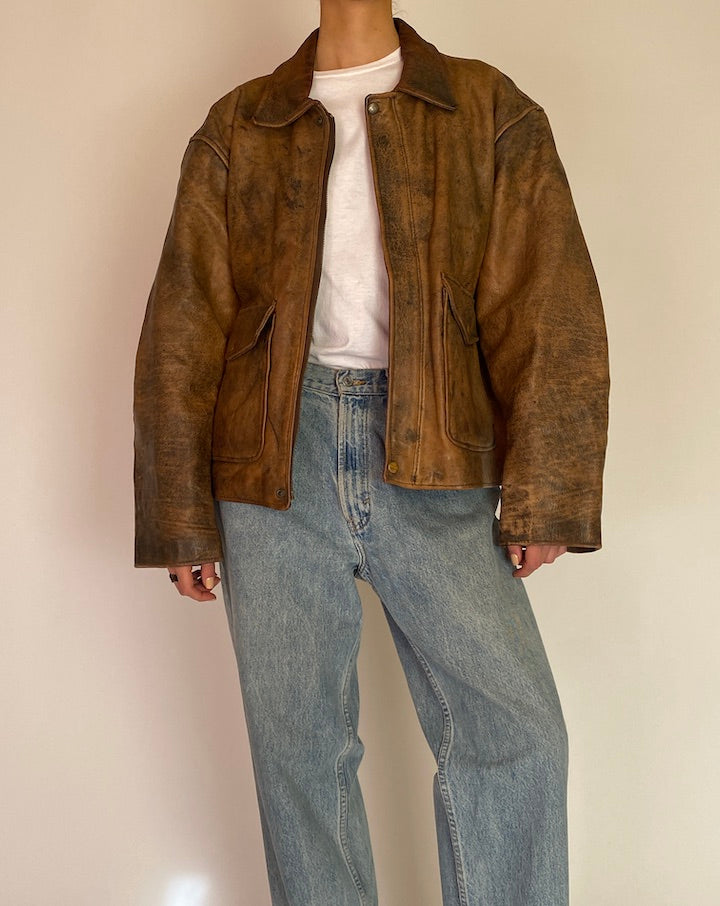 VINTAGE BROWN LEATHER JACKET 5211