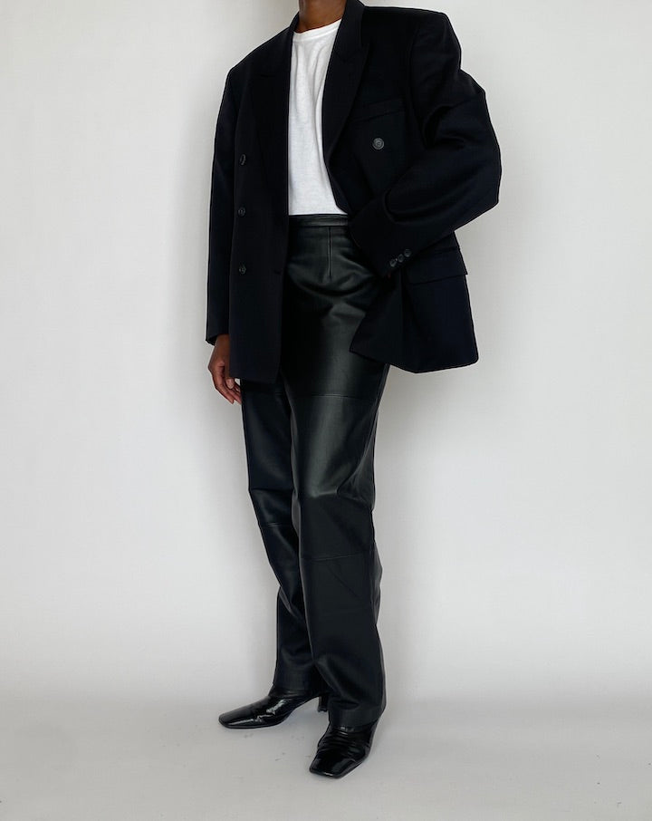 Vintage Black Double Breasted Wool Blazer 5122