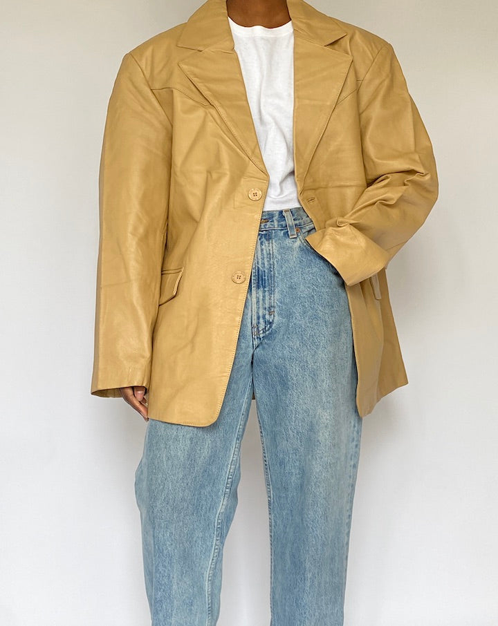 VINTAGE BEIGE LEATHER JACKET 5079