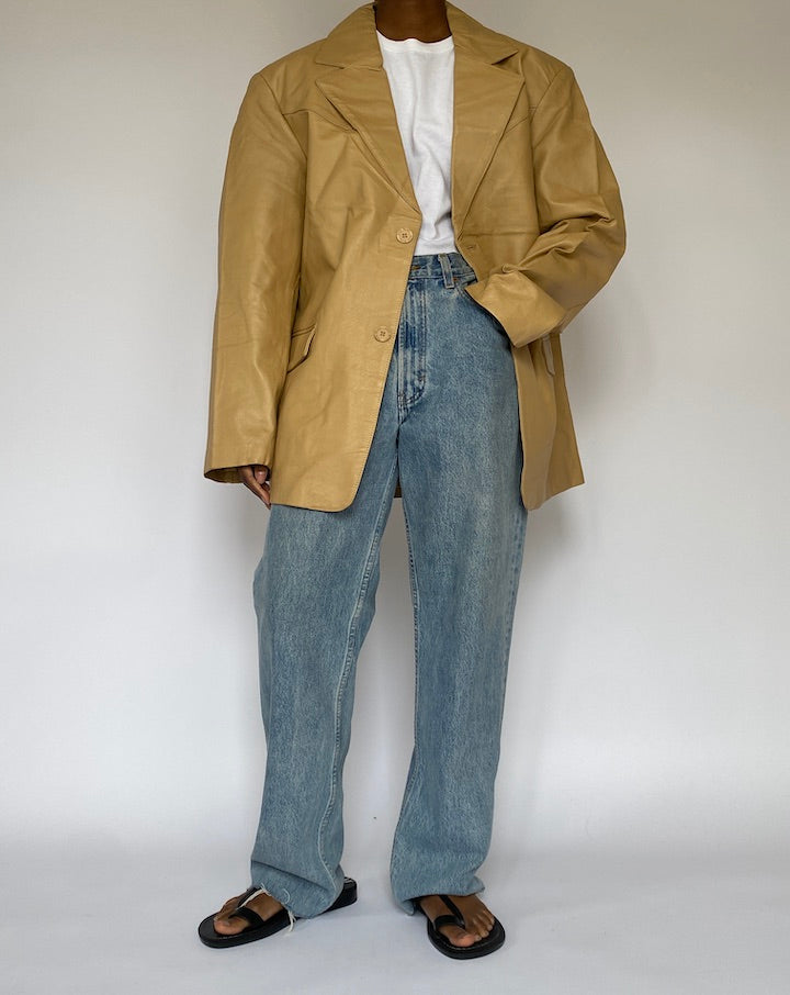 VINTAGE BEIGE LEATHER JACKET 5079