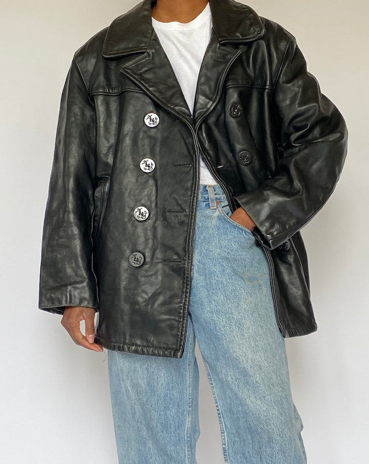 VINTAGE BLACK LEATHER JACKET 5080
