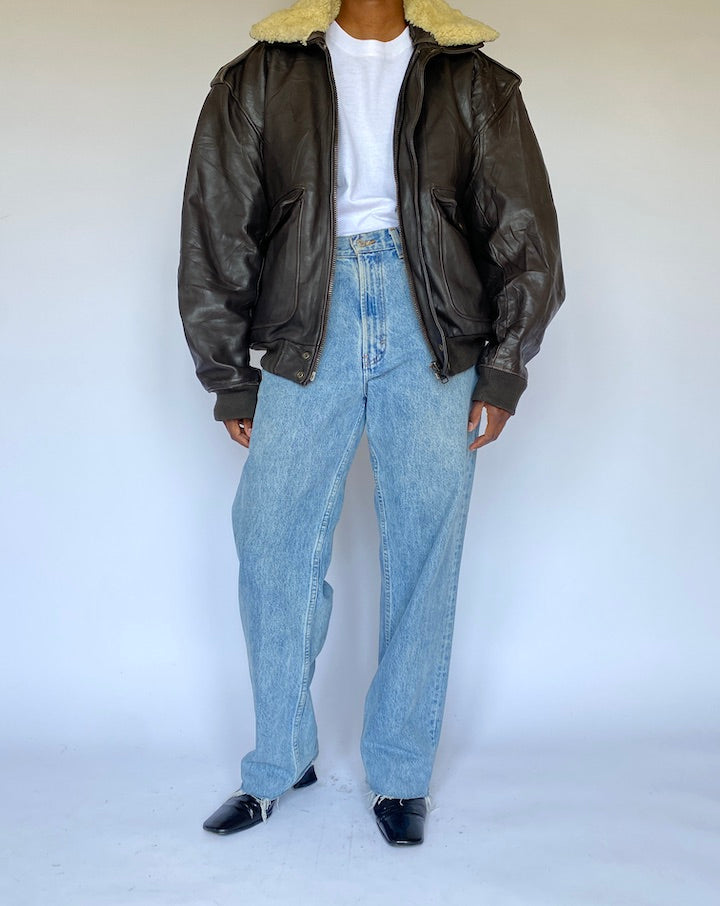 VINTAGE DARK BROWN LEATHER JACKET 4923