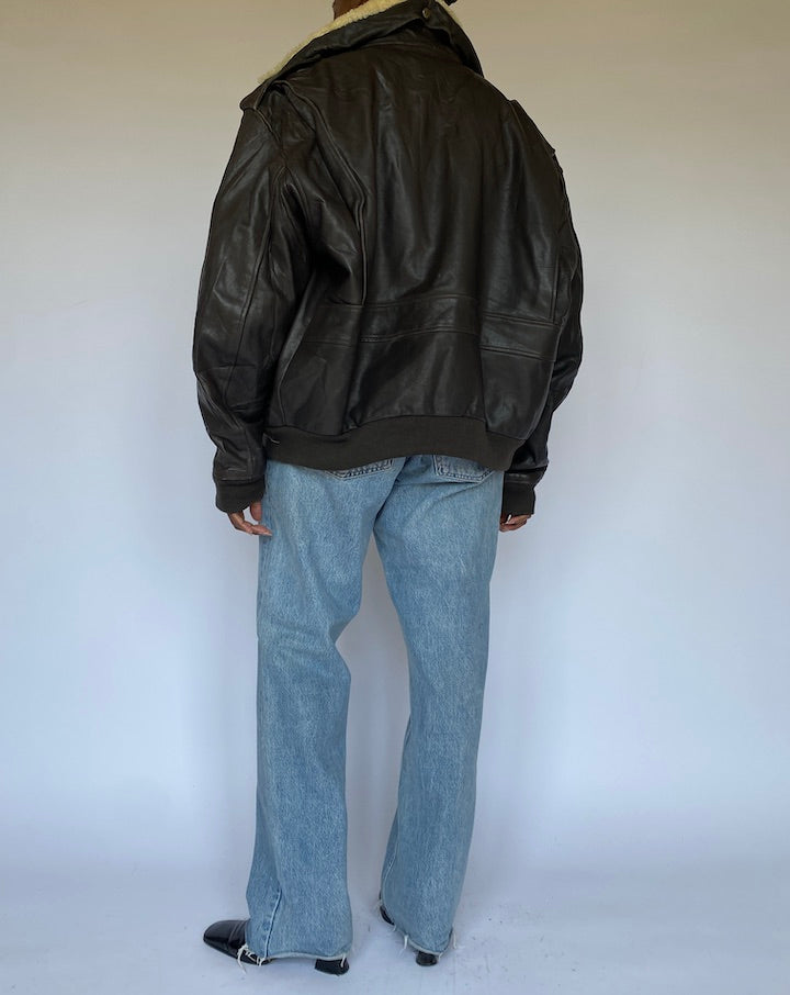 VINTAGE DARK BROWN LEATHER JACKET 4923