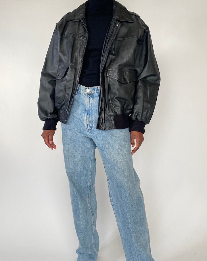 VINTAGE OVERSIZED BOXY LEATHER JACKET 4370