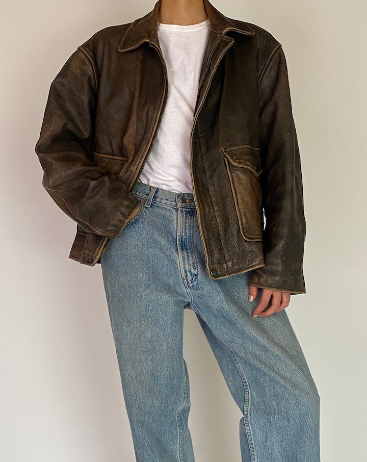 VINTAGE BROWN LEATHER JACKET 5210
