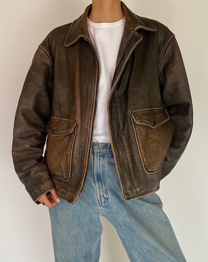 VINTAGE BROWN LEATHER JACKET 5210