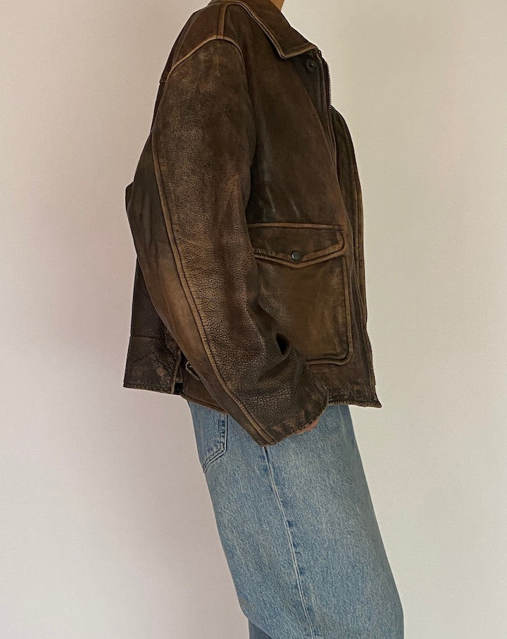 VINTAGE BROWN LEATHER JACKET 5210