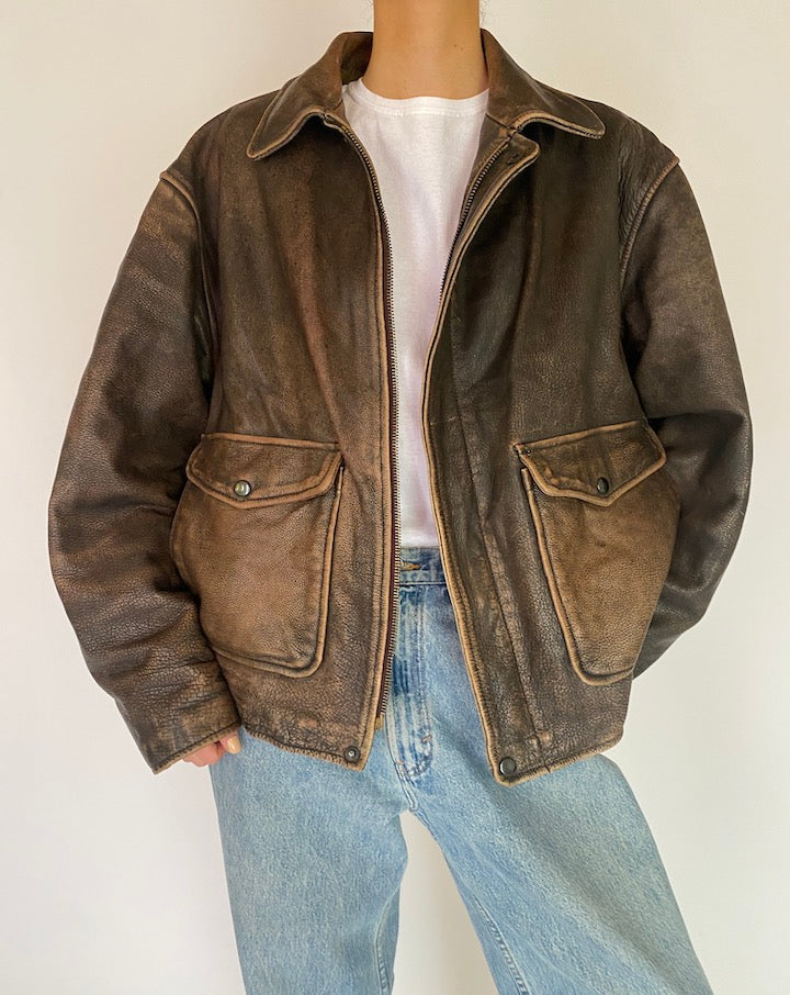 VINTAGE BROWN LEATHER JACKET 5210