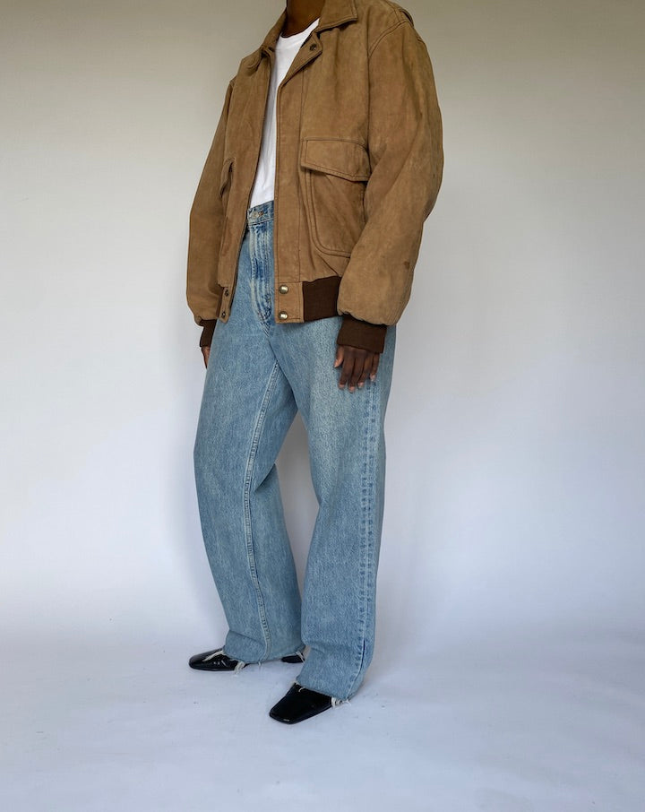VINTAGE LIGHT BEIGE LEATHER JACKET 4940