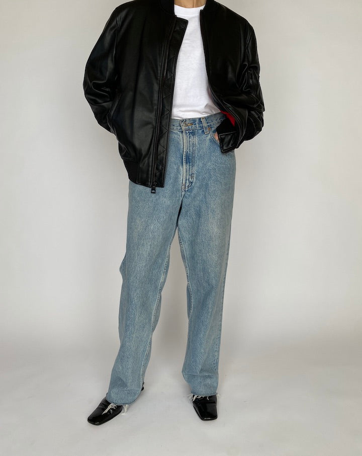 VINTAGE BLACK GUESS LEATHER JACKET 4829