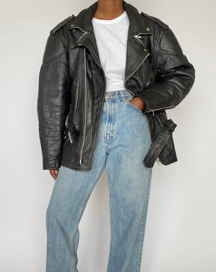 VINTAGE BLACK LEATHER JACKET 4967