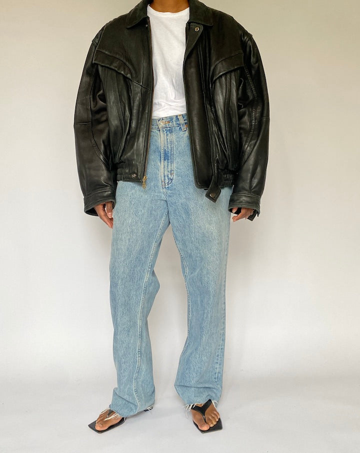 VINTAGE BLACK LEATHER JACKET 5025 2