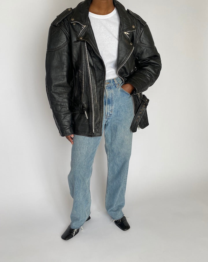 VINTAGE BLACK LEATHER JACKET 4967