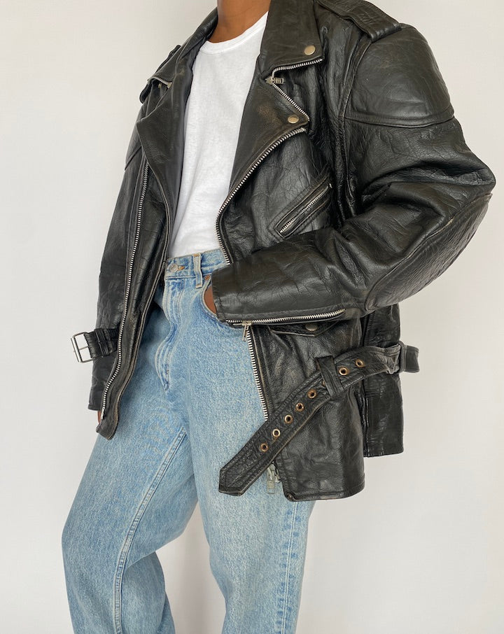 VINTAGE BLACK LEATHER JACKET 4967