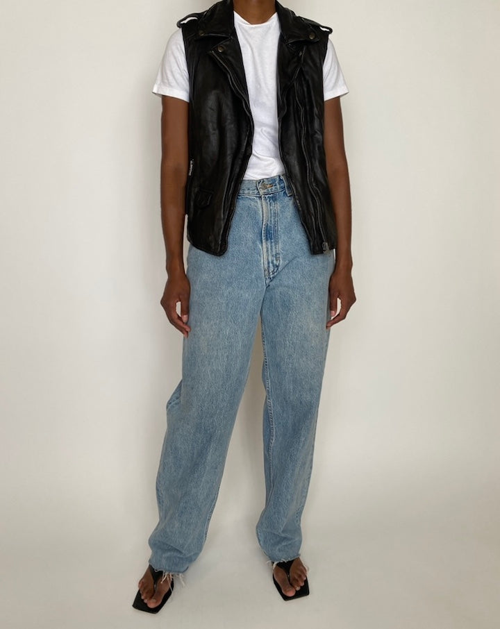VINTAGE BLACK LEATHER VEST 3931