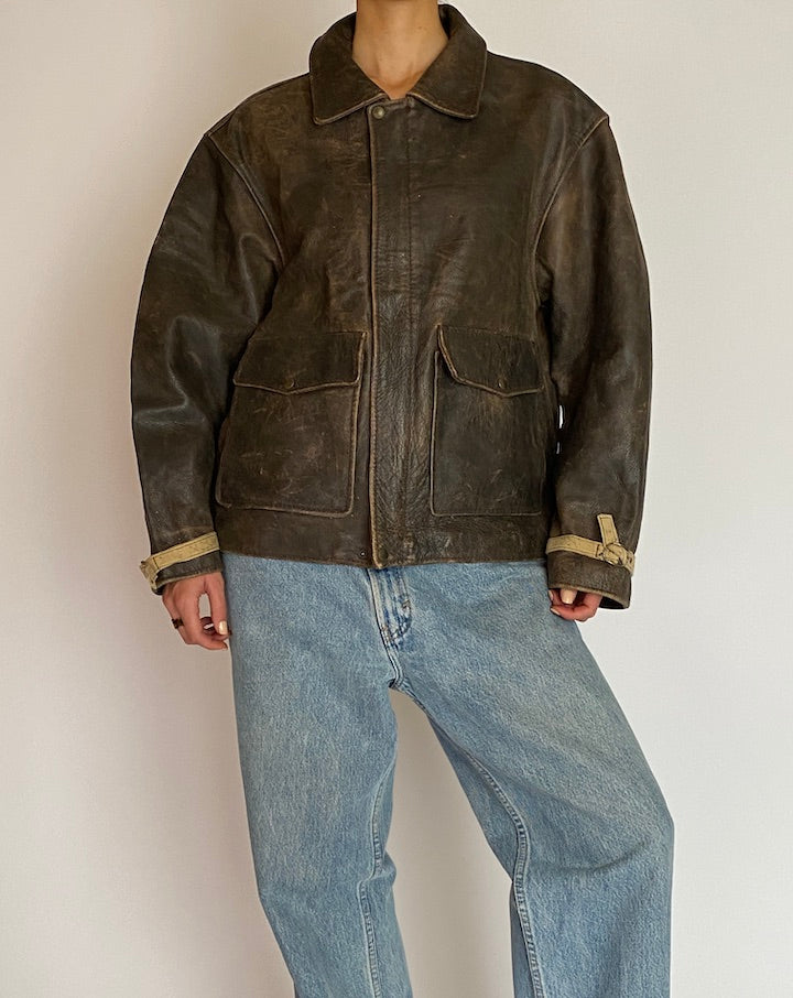 VINTAGE BROWN LEATHER JACKET 5204