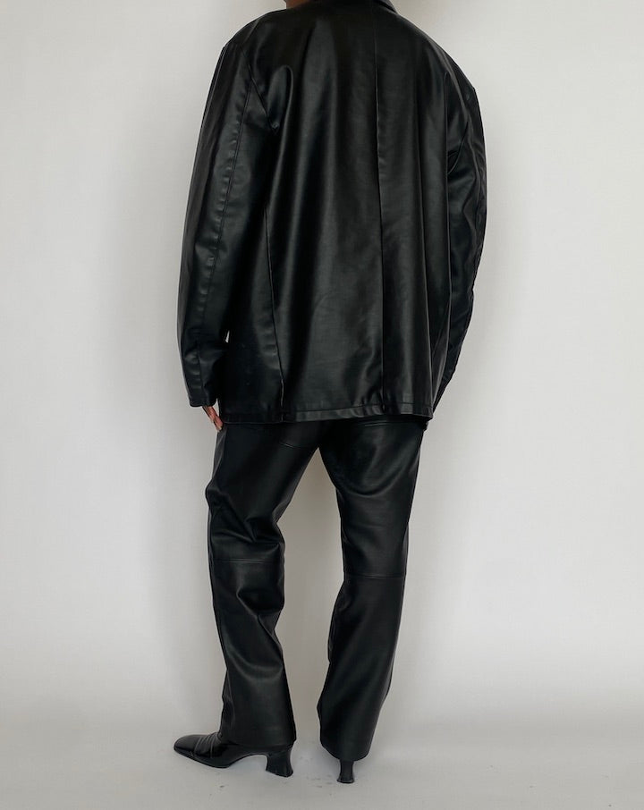 VINTAGE BLACK FAUX LEATHER JACKET 5116