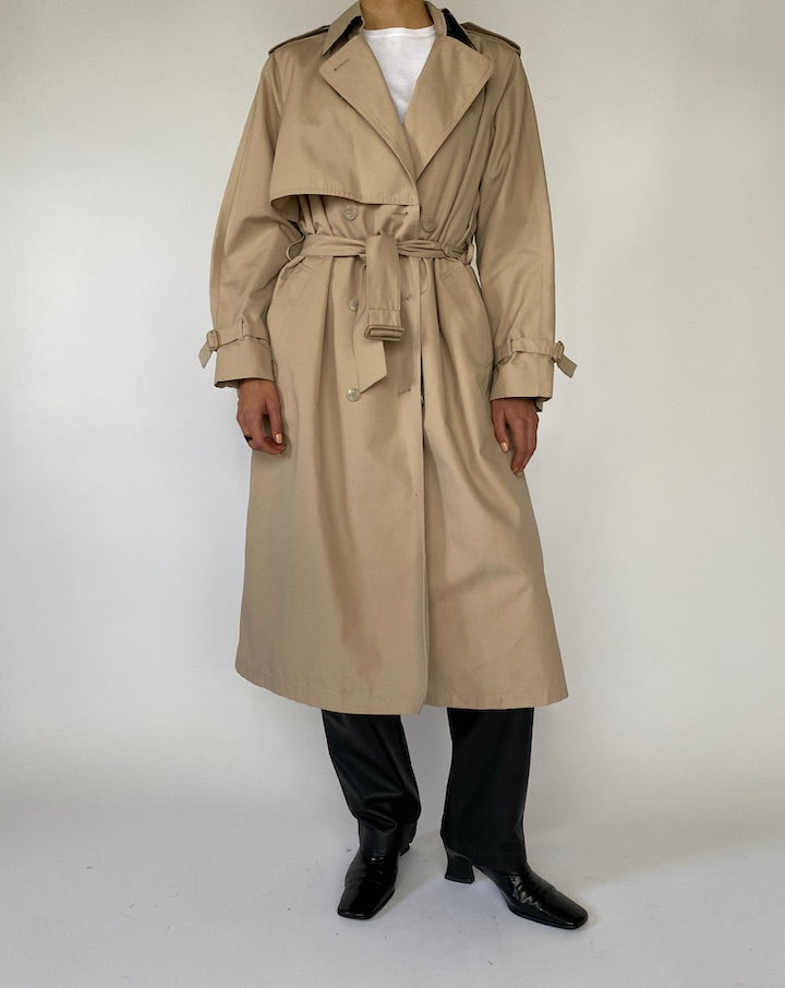 VINTAGE LONG BEIGE TRENCH COAT 5219