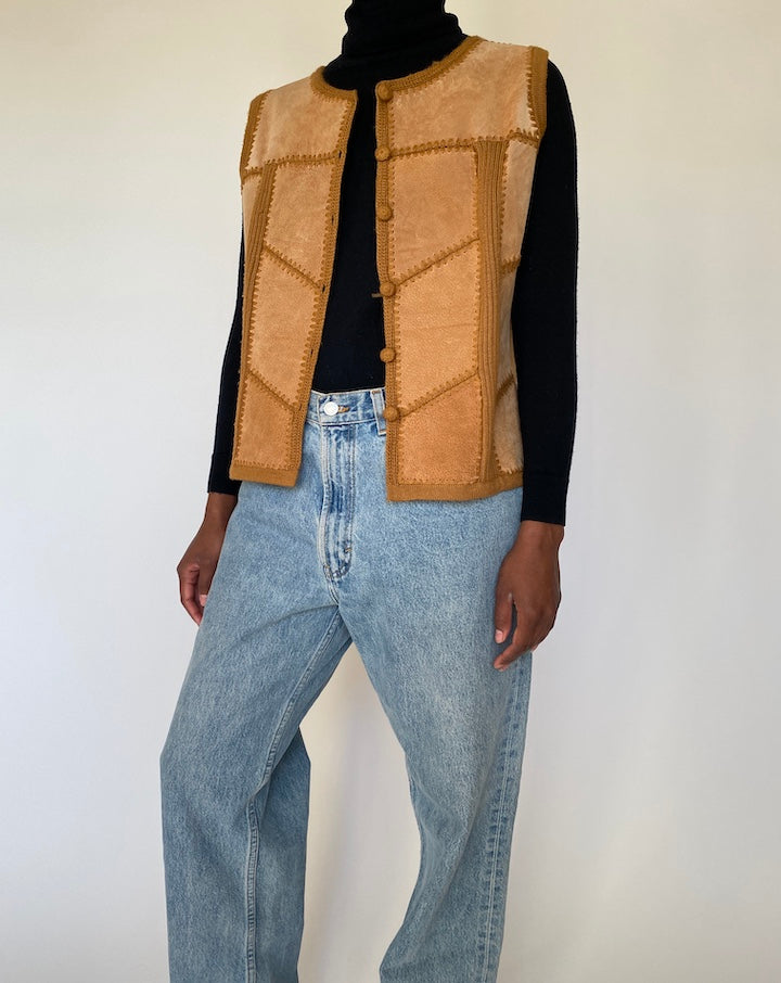 VINTAGE BROWN SUEDE LEATHER VEST 4313
