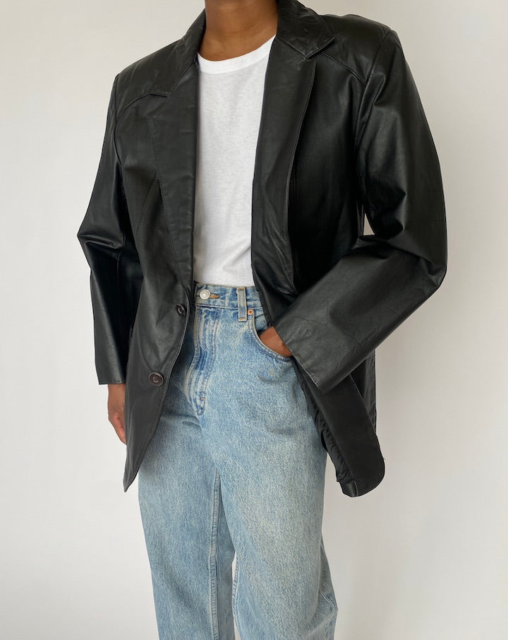 Vintage Black Leather Jacket 4895