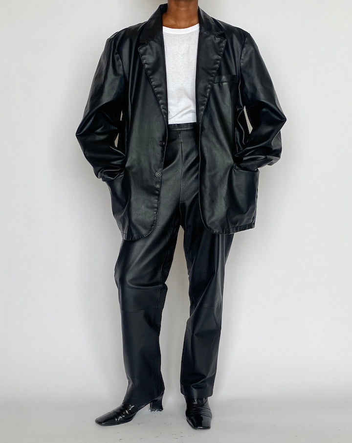 VINTAGE BLACK FAUX LEATHER JACKET 5116