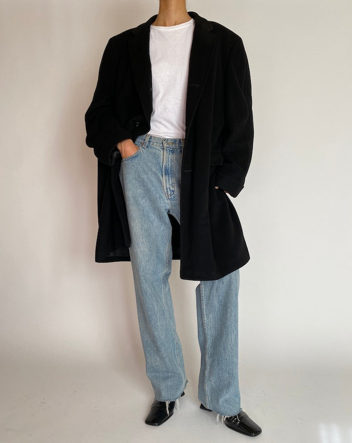 VINTAGE BLACK CASHMERE COAT 5218