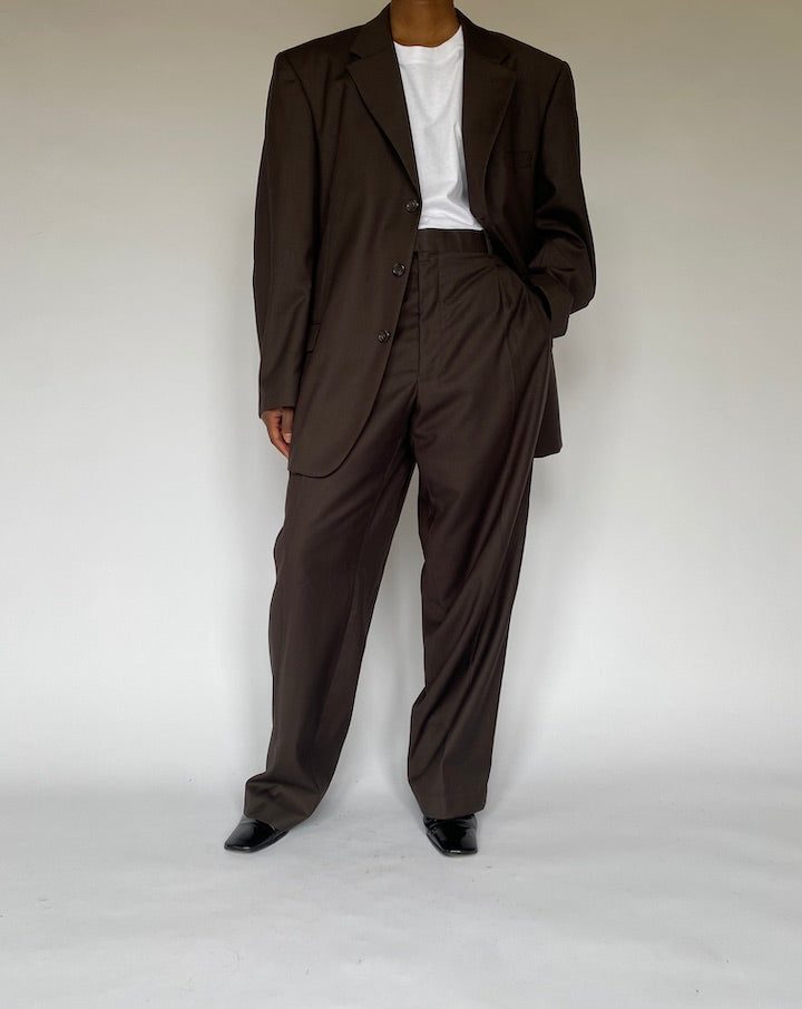VINTAGE OVERSIZED 2-PIECE BROWN SUIT 4853