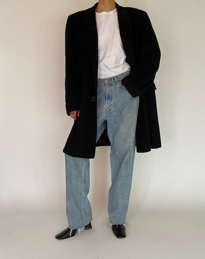VINTAGE BLACK CASHMERE COAT 5218