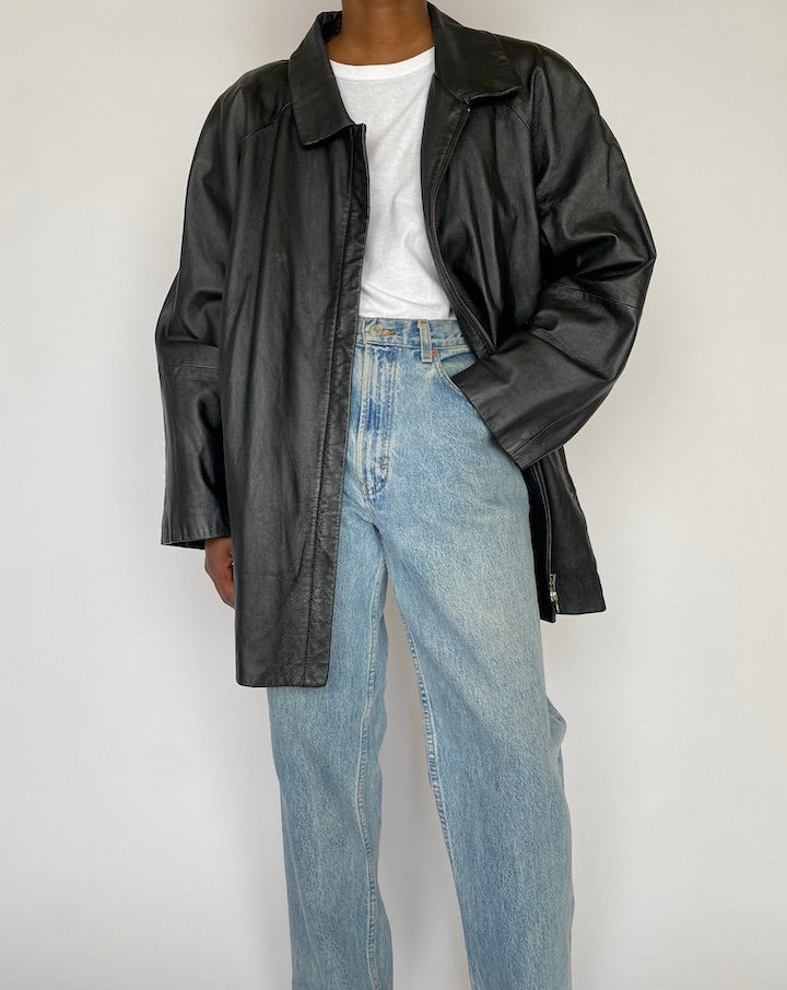 VINTAGE BLACK LEATHER JACKET 4845
