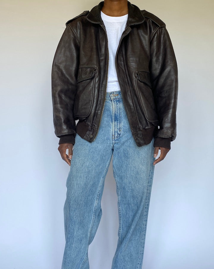 VINTAGE DARK BROWN LEATHER JACKET 4973