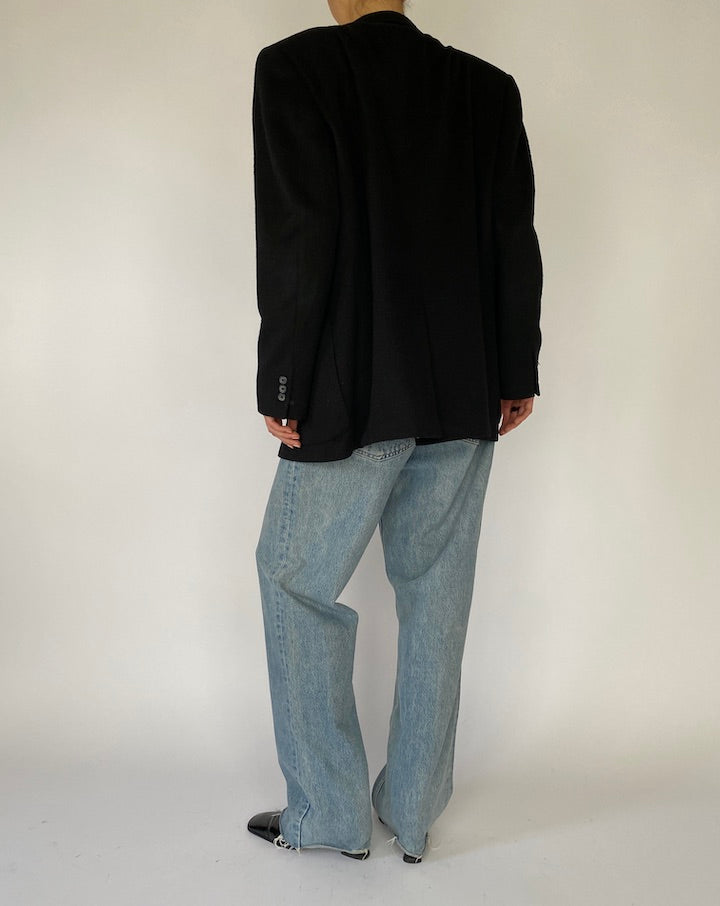 VINTAGE BLACK CAMEL HAIR BLAZER 5222