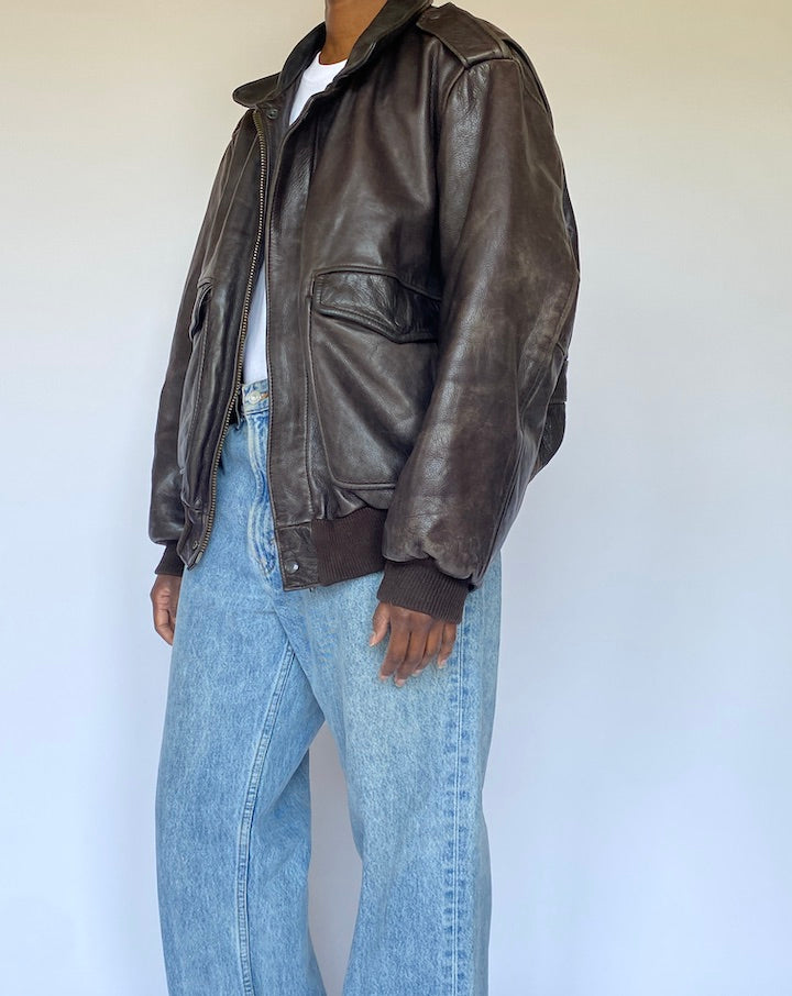 VINTAGE DARK BROWN LEATHER JACKET 4973