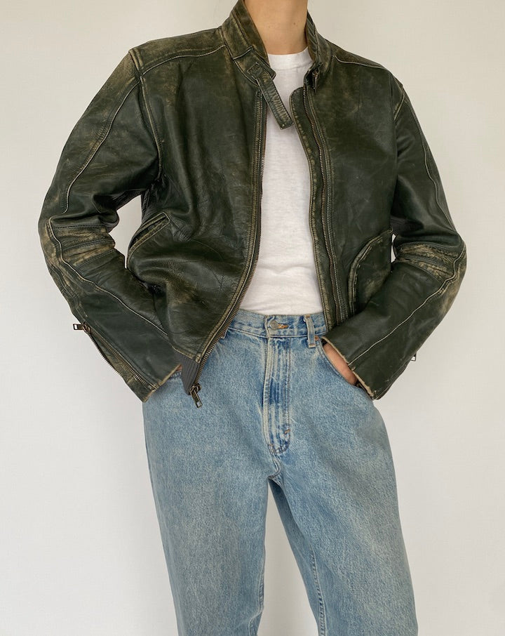 VINTAGE DISTRESSED LEATHER JACKET 5361