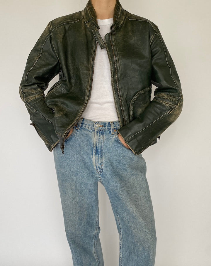 VINTAGE DISTRESSED LEATHER JACKET 5361