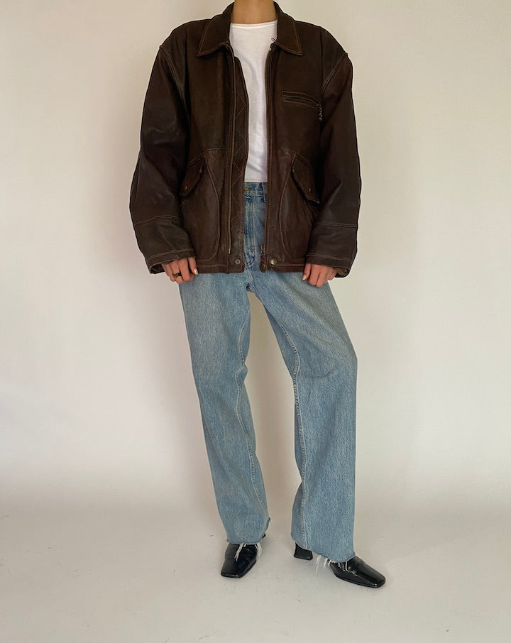 VINTAGE DARK BROWN LEATHER JACKET 5209