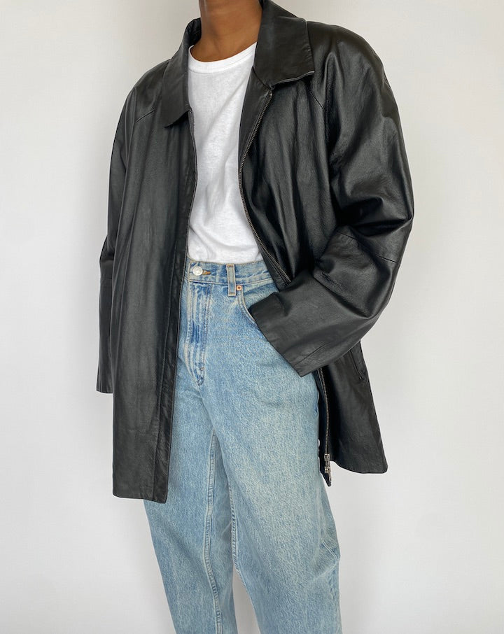 VINTAGE BLACK LEATHER JACKET 4845