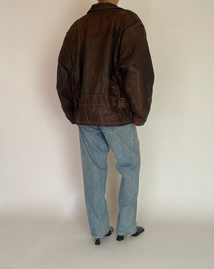 VINTAGE DARK BROWN LEATHER JACKET 5209