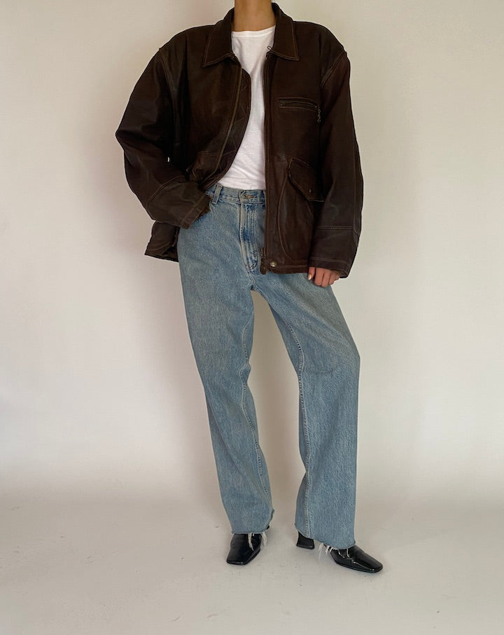 VINTAGE DARK BROWN LEATHER JACKET 5209