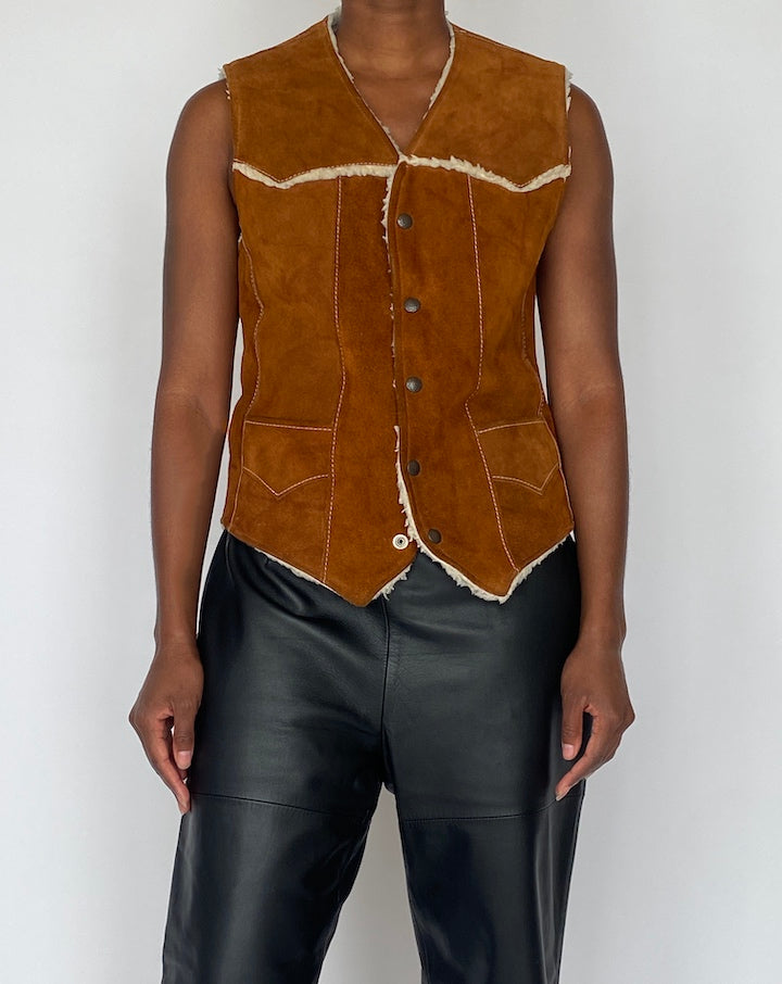 VINTAGE BROWN SUEDE LEATHER VEST 4306