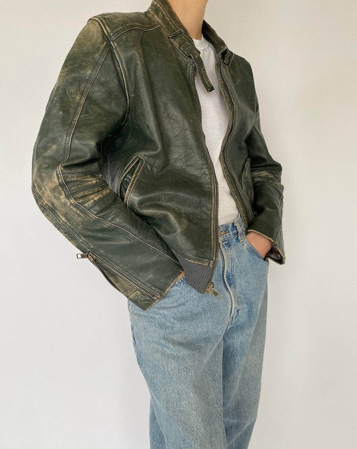 VINTAGE DISTRESSED LEATHER JACKET 5361